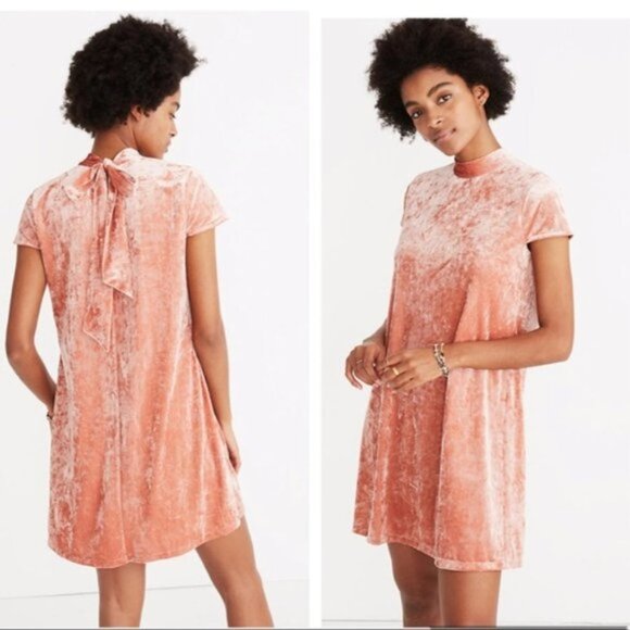 MADEWELL Crushed Velvet Mock Neck Dress Small NWT - Picture 1 of 6